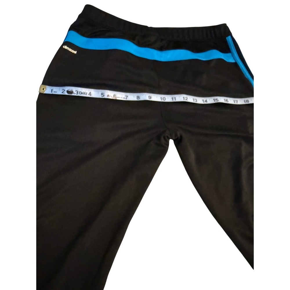 Adidas Womens Track Pants Black‎ Blue ClimaCool Athletic Zip Pockets Sz M - Picture 8 of 10